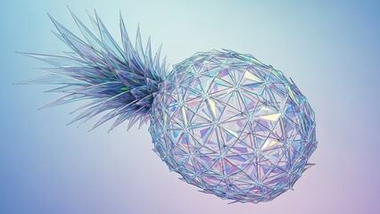 Abstract Pineapple Art - Geometric Design in Blue and Silver.