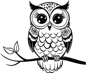 Cute owl drawing white