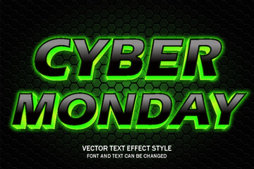 cyber monday green light font typography lettering editable text effect font style template background