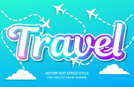 travel journey the world typography editable text effect font style template design background