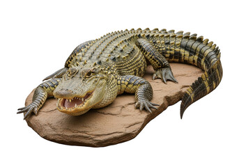 Fototapeta premium Detailed alligator reptile wildlife predator animal crocodile close-up teeth scales isolated on transparent background