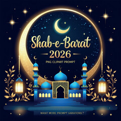 Beautiful Shab-e-Barat 2026 Islamic Lanterns and Starry Sky Design