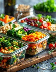 Bunte Meal-Prep-Boxen mit frischem Gem&uuml;se und Vollkorn &ndash; Gesund & ausgewogen