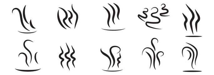 Smoke steam icon vector set. abstract Smoke steam icon on white background.