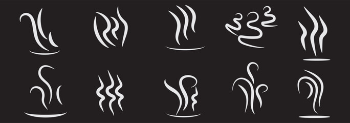 Smoke steam icon vector set. abstract Smoke steam icon on white background.