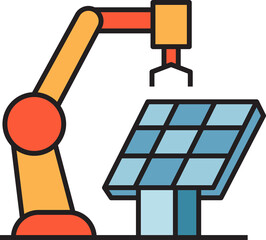 Solar Panel Assembly Robotic Arm Icon