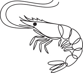 Shrimp continuous one line drawing. Ocean animal sea food concept. one line Icon drawing