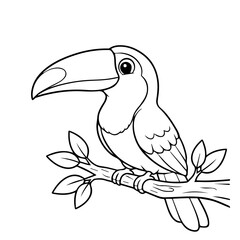Cute Toucan Line Art Illustration for Coloring Book and Kids Artwork.ai