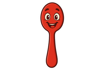Fototapeta premium Red cartoon spoon character playfully smiling, representing happiness, culinary joy, and kitchen themes, transparent background