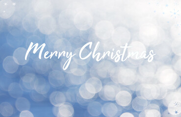 background holidays, Merry Christmas with blurred bubbles, glitter in blue and white, background for bank holidays, Christmas background with bokeh and stars, snow and stars, greetings 