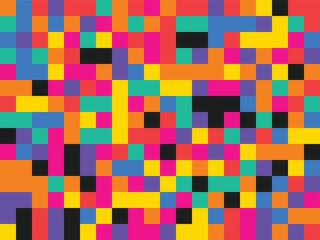 Vibrant Colorful Pixel Art Background with Abstract Geometric Pattern