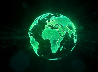 Fototapeta premium Global digital network and technology concept with glowing earth planet