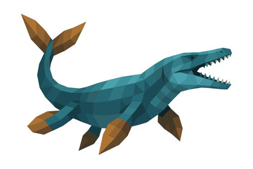 Low poly prehistoric sea creature with sharp teeth