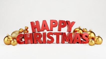 Spread holiday cheer with this vibrant Happy Christmas greeting and golden ornaments, perfect for festive designs and joyful celebration messages now