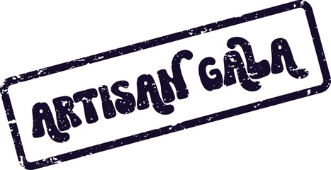 A stylish Artisan Gala grungy rubber stamp impression for elegant evening events