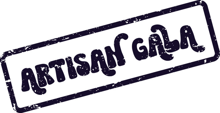 A stylish Artisan Gala grungy rubber stamp impression for elegant evening events