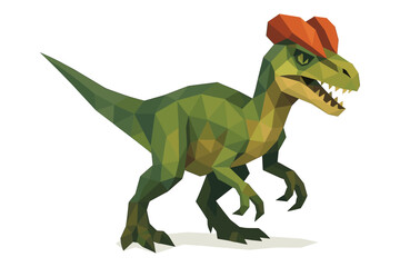 Obraz premium Low poly dinosaur with red crest on white background