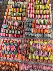 wide selection of colorful french macarons
