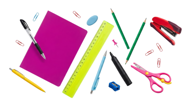 Vibrant School Supplies Composition on Transparent Backdrop Enhancing Visual Appeal for Creative - Powered by Adobe