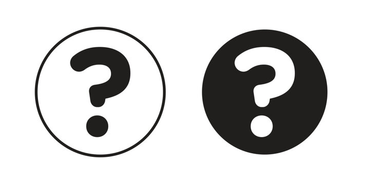 Question icon in line design and solid black and white colors for designs