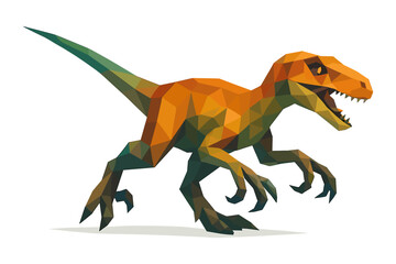Obraz premium Low poly dinosaur design in dynamic pose with vibrant colors
