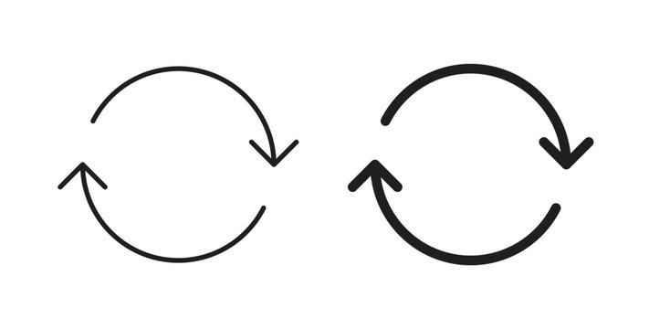 Repeat icon in line design and solid black and white colors for designs