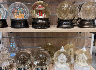 New Year's souvenirs with dynamic lighting on store shelves.  