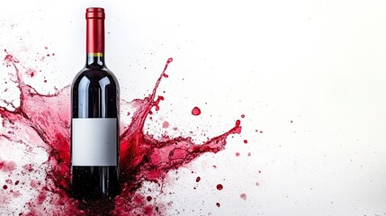 Elegant red wine bottle with vibrant splash effect creates a stunning visual for your brand, perfect for upscale dining, celebrations, and sophisticated lifestyle concepts