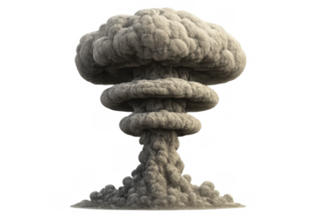 Mushroom cloud from explosion creating massive smoke plume and dust for nuclear war and destruction concepts