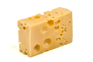 Swiss Cheese Block, isolated on white background
