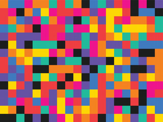 Vibrant Colorful Pixel Art Abstract Background with Geometric Square Pattern