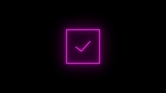 Neon icon animation with black background. Bright neon message icon concept. Neon icon 4k animation video.