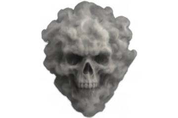 Skull forming from swirling smoke and vapor, creating a spooky and scary ghost for halloween horror concept