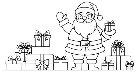 santa claus with cadeau's vector