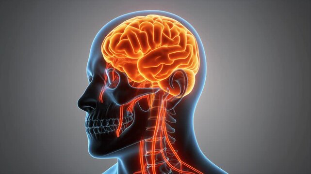 Animated 3D Human Brain and Nervous System, Tectospinal Tract Visualization