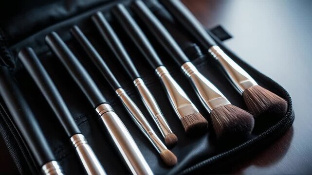 Video Set of cosmetic tools in a compact carrying case