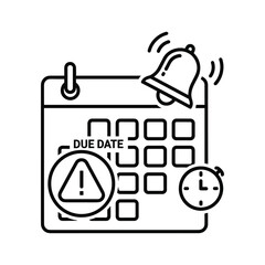 Due Date Reminder with Calendar, Alarm, and Warning Alert Icon