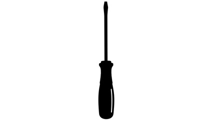 Obraz premium Single black screwdriver silhouette, isolated on white background