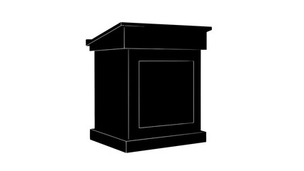 Single black podium silhouette, isolated on white background
