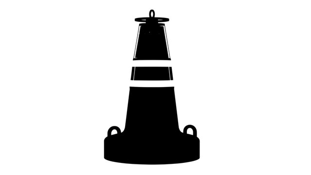 Black lighthouse silhouette, isolated on white background
