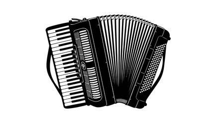 Single black accordion silhouette isolated on white background