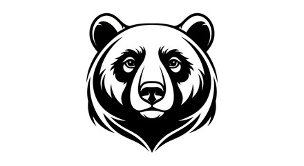 Bold black and white bear head design vector illustration on white
