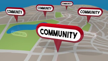 Community Location Map Pin Neighborhood Area City Town 3d Animation