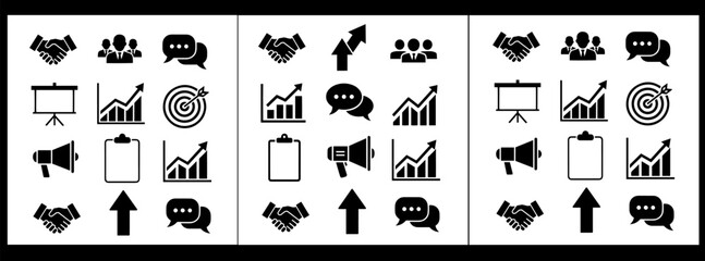 Business finance line editable icons set,vector pictograms of gear, money, bag, goal, megaphone, mind, target, checklist, data, globe, clock, brain.