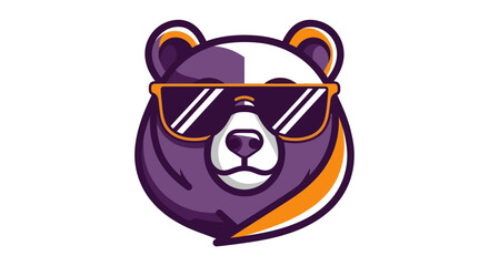 Cartoon bear wearing sunglasses vector illustration on white background