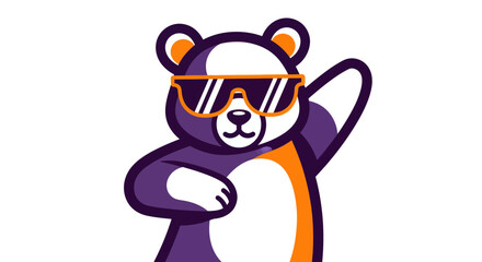 Cartoon bear with sunglasses posing against white background