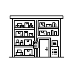 Storage Unit with Inventory and Access Control Outline Icon