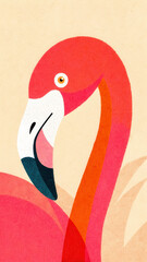 Tropical Christmas Flamingo concept. Colorful illustration of a flamingo's head with distinct features and vibrant patterns.