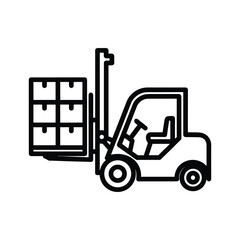 Industrial Forklift Truck Lifting Stacked Boxes Outline Icon