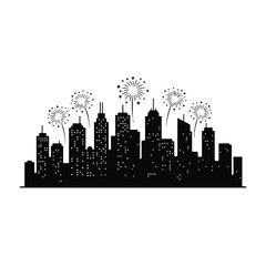 Fototapeta premium New Year City Skyline Silhouette